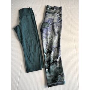 Athleta transcend capri teal salutation stash pocket‎ capri watercolor XS NWOT
